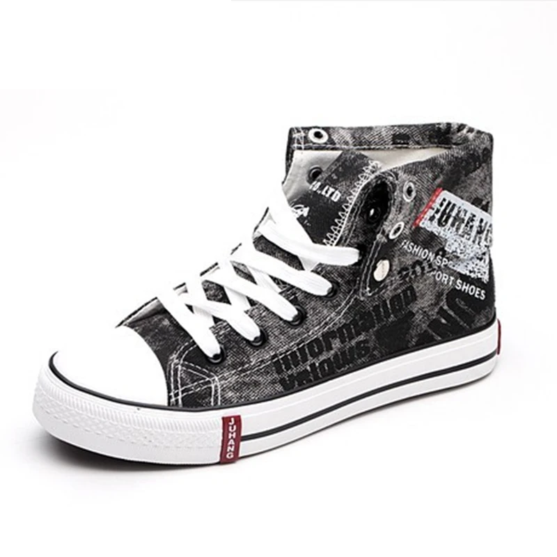 Новая модная мужская парусиновая обувь Высокая Повседневная джинсовая на