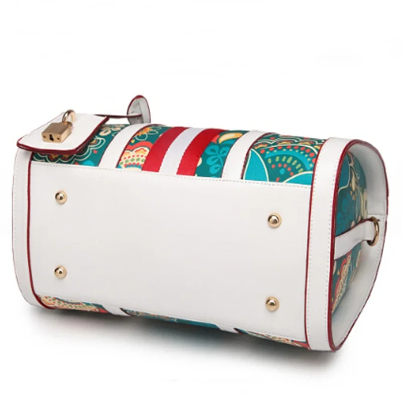 Винтаж Бостон Подушка Мультфильм Печати Цветочные Женщин Сумки Летняя Мода