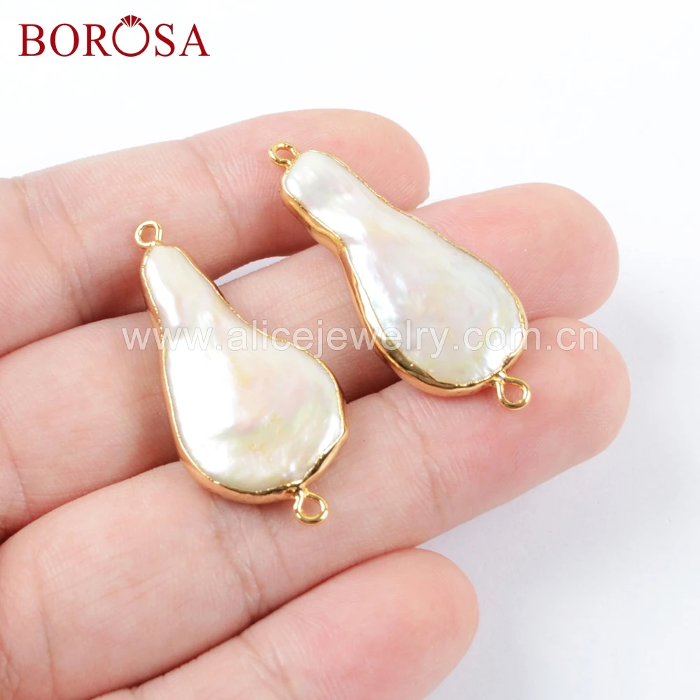 BOROSA 10 шт. свободные золотые Цветные Плоские натуральные белые пресноводные