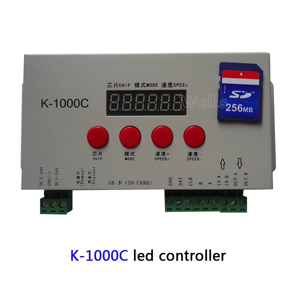 K-1000C(T-1000S обновляться) Программа светодиодный контроллер K1000C WS2812B, WS2811, APA102, T1000S WS2813 2048 Пиксели контроллер DC5-24V