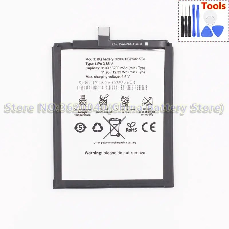 GND 3 85 V 3200 мА ч/12.32Wh аккумулятор BQ 3200(1ICP5/61/73) батарея для Aquaris X5 плюс X5plus литий ионный
