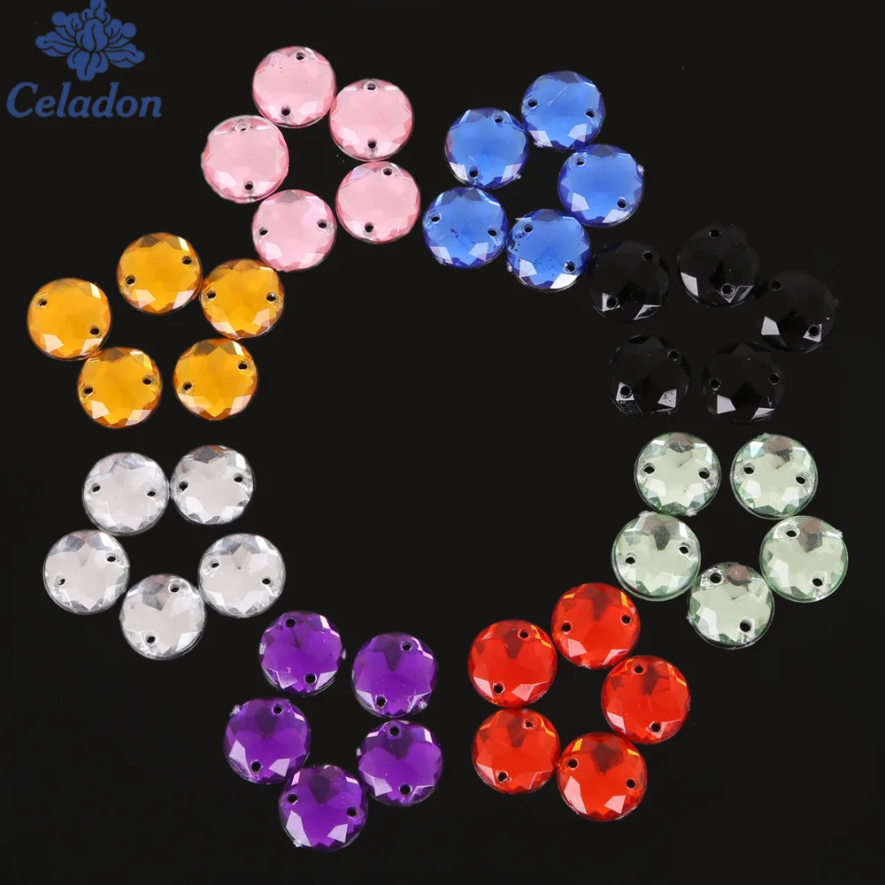 Горячая распродажа 10 мм многоцветные 100 шт. акриловые пришивные стразы с круглой