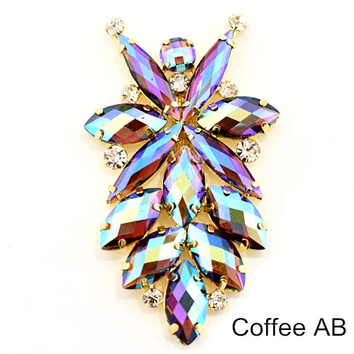 Coffee AB 4 формы, 1 шт., цветные стразы с кристаллами AB, аппликация, пришитые стразы, Золотое дно для украшения шляпы, свадебное платье B1213 - Цвет: Coffee AB
