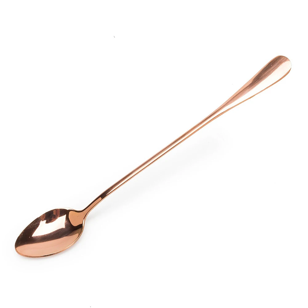 Rose Gold 1 шт Золотая кофейная/чайная ложка из нержавеющей стали винтажная длинная ручка ложка меда десертная ложка черная столовая посуда S3 - Цвет: Rose Gold