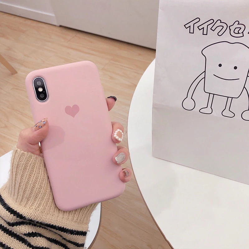 GlamPhoneCase простой однотонный чехол для телефона с сердечками iPhone X XS Max XR мягкий