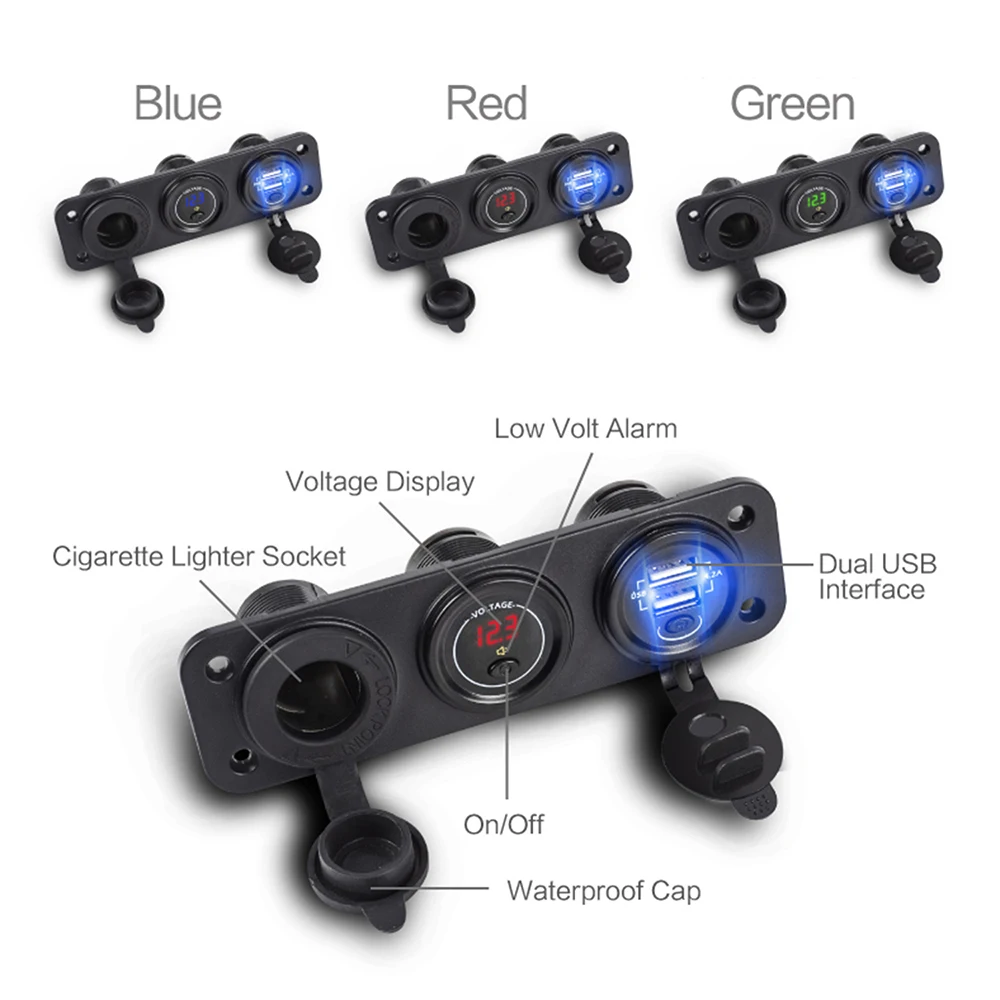 Обновление 12 V-24 V Dual USB Автомобильное зарядное устройство Зарядное устройство+ прикуриватель+ Вольтметр Автомобильный USB розетка с независимыми вкл/выкл 2,1+ 2.1A авто зарядное устройство для Зарядное устройство