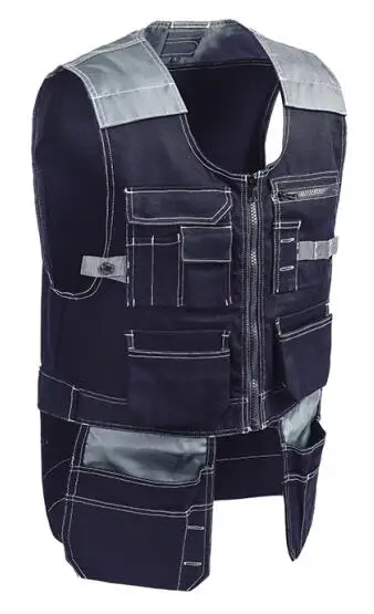 Брендовый инструмент, многофункциональные карманы, T/C, Twill, многофункциональное снаряжение, Мужская Уличная рабочая одежда, рабочие жилеты, многофункциональные жилеты B208 - Цвет: navy
