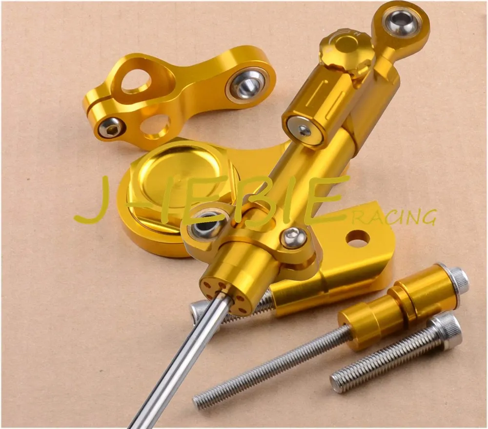 Демпфер руля с ЧПУ Стабилизатор и золотой кронштейн для крепления Yamaha YZF R6 2006 2016