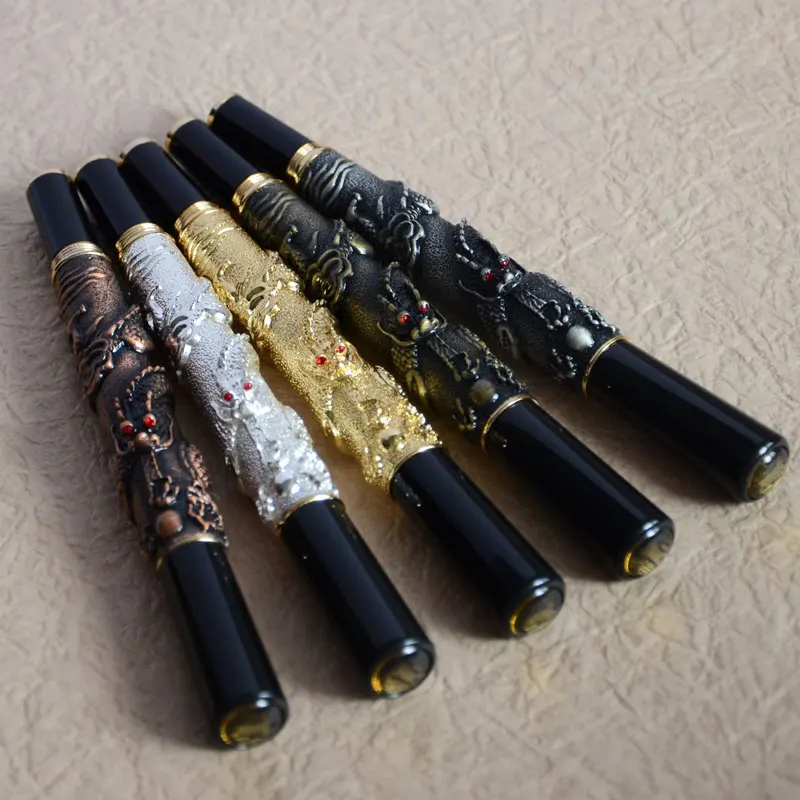 Роликовая шариковая ручка JINHAO 41 золотистая с драгоценным чеканка Хрустальная
