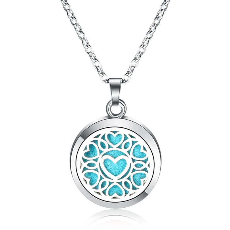 

New Heart Of Love Aroma Perfume Diffuser Locket Pendant Stainless Steel Magnetic Necklace Essential Oil Aromatherapy Box Jewelry
