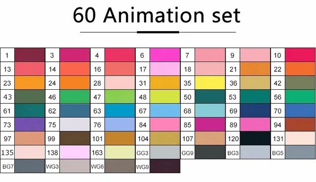 60 Animation set TOUCHNEW 30/40/60/80 Цвета маркер для рисования на спиртовой основе Маркеры Набор ручек для рисования манга двойной головой художественный эскиз маркер ручки для дизайна - Цвет: 60 Animation set