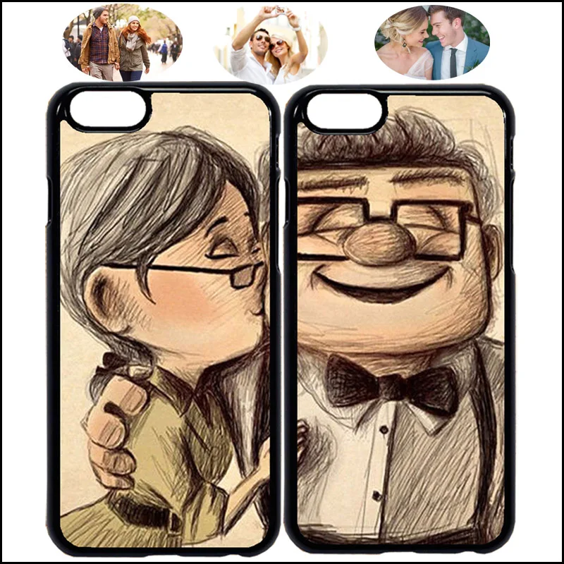 Romantic Love Carl &amp Ellie Matching Couple Phone Case Cover For iPhone X 7 8 Plus Xs Max 6 6s 5s Samsung + Tempered Glass A146 |