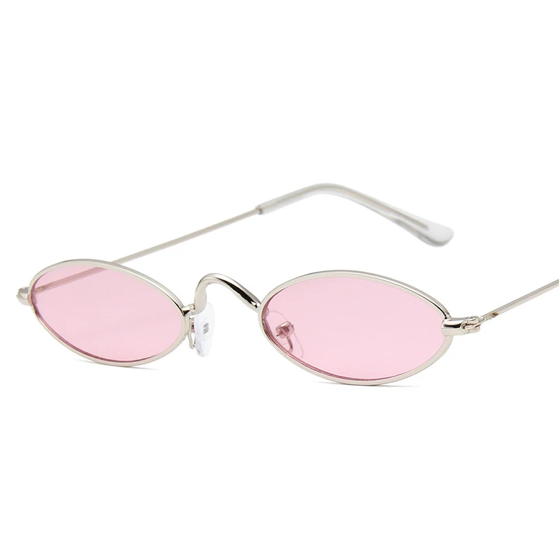 Silver pink XIWANG Европейский Американский многоцветный Металл маленькая оправа солнцезащитные очки ретро эллиптическая оправа модные океанские листовые солнечные очки - Цвет линз: Silver pink