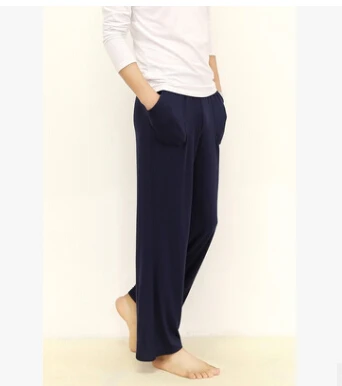 dark blue Большие размеры L 8XL, пижамные штаны, pijama hombre, лето-осень, Мужская свободная Пижама с высокой талией, эластичная мягкая пижама из модала для отдыха - Цвет: dark blue
