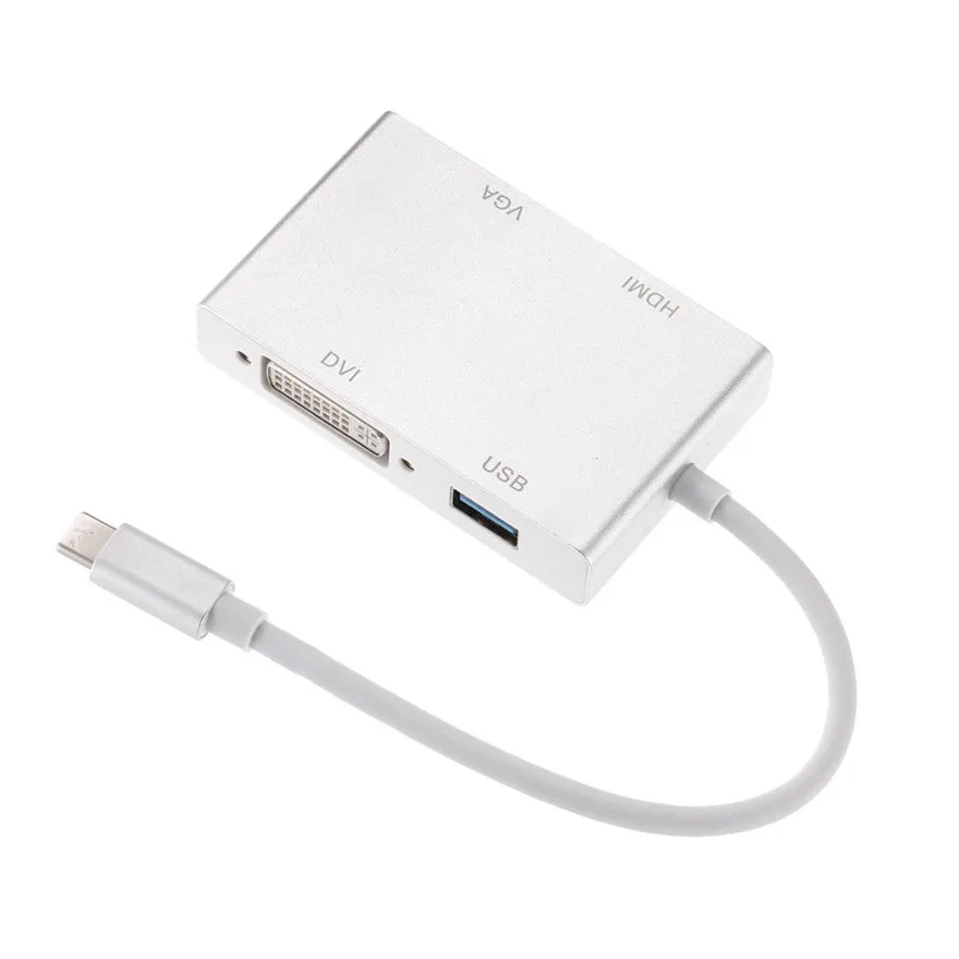4 в 1 Type C USB 3 к HDMI VGA DVI 0 кабель адаптер для ноутбука Apple Macbook Google Chromebook Pixel S9 S8| |