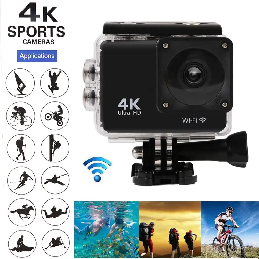 Спортивная экшн камера Ultra HD 4K/25fps Wi Fi 2 0 ° 170 °|Экшн-камеры| |