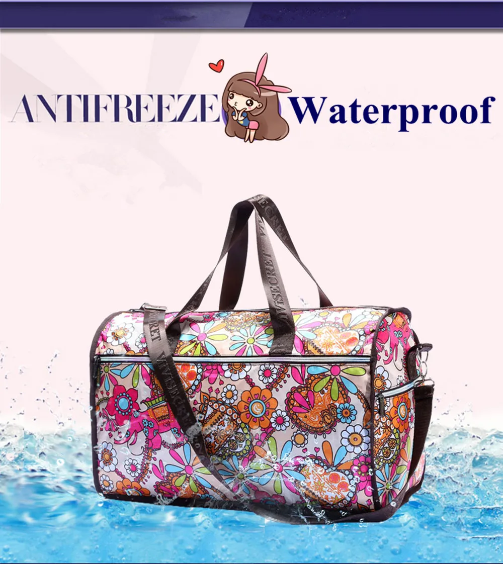 Известный бренд большой емкости водонепроницаемый складной Цветочный нейлон