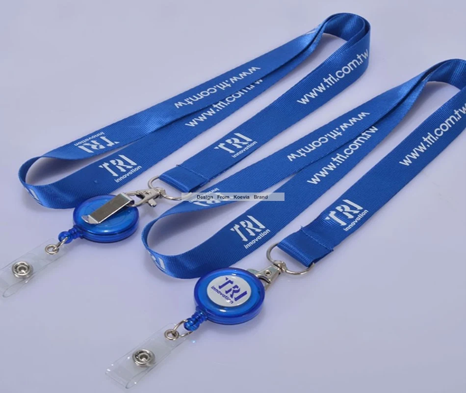 

Custom Blue Lanyards Retractable Pull Reel D Badge Name Tag Lanyard Logo Text Design Print Gift Lanyards Discount