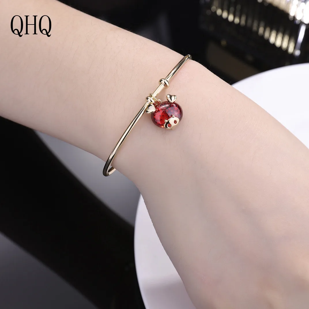 Браслеты banglesRed браслет с подвеской год рождения маленькой Золотой свинки