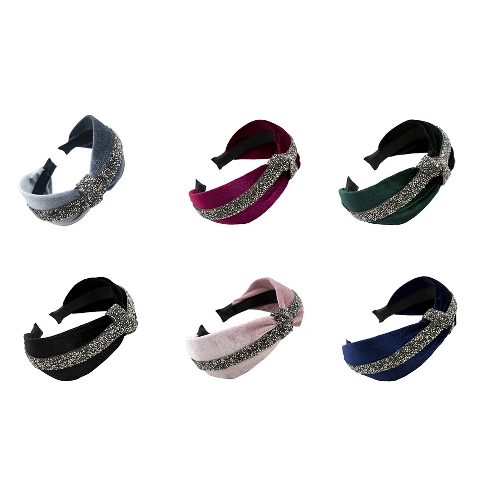 

1 Pcs Korean Diamond Gold Velvet Knot Hairband Women Elegant Retro Head Hoop Band Headband Hair Accessories for Girl Headdress
