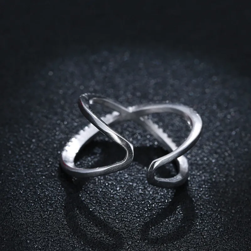 

Wedding Rings 100% Rings For Women Across With Zircon Design Vintage Thai Jewelry Open Ring For Lover Best Gift