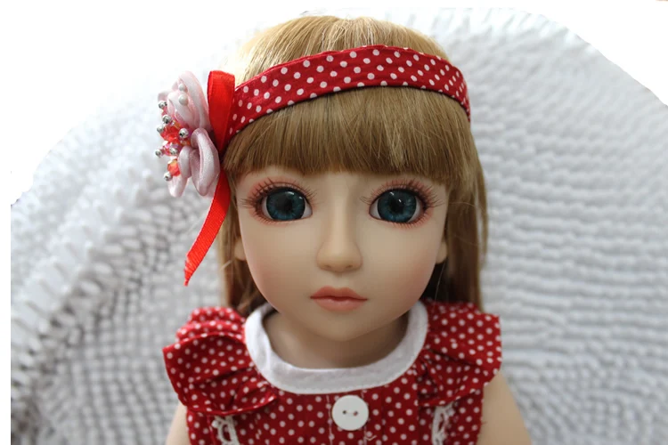 

45cm Handmade BJD/SD Girl with Long Pasted Golde Hair and Brown Hair Silicone Reborn Baby Doll Children Juguetes Christmas Gift