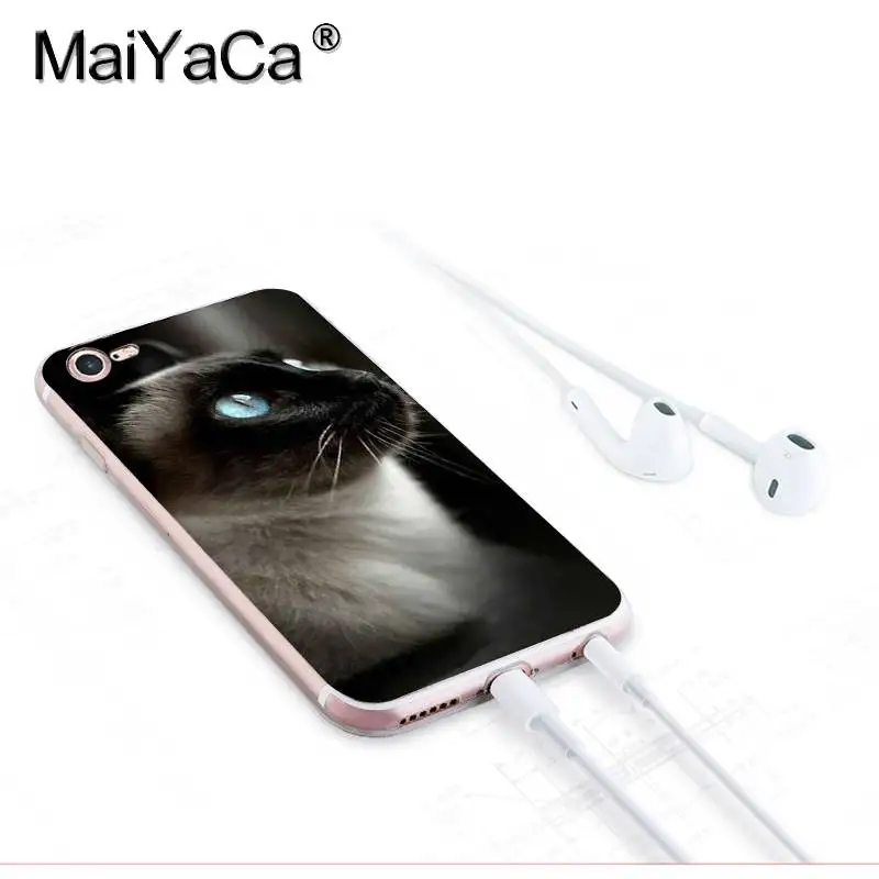 MaiYaCa для iphone 7 6 X Чехол для домашних животных сиамский Кот Прозрачный чехол для iphone 8 7 6 6S Plus X 10 5 5S SE 5C XS XR мобильный чехол