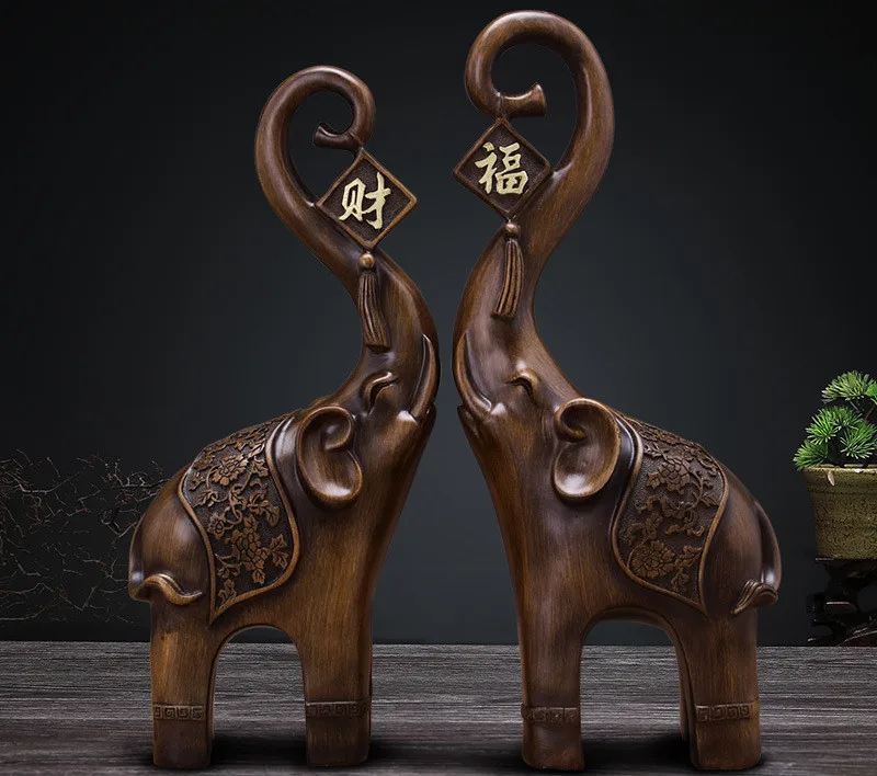 Пара смоляных ремесел FuXiang креативное украшение для дома скульптура слона новый