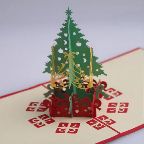 Счастливого Рождества ручной работы с рождественской ёлкой 3D Pop Up складной Новый