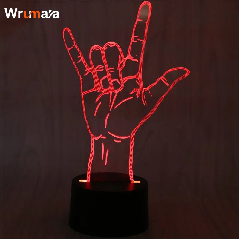 3D Оптическая иллюзия Wrumava надпись I Love You Светодиодный настольный ночсветильник с
