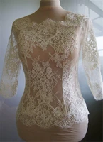 real picture bridal wraps modest lace wedding bridal bolero for wedding long sleeves sheer lace applique top white ivory