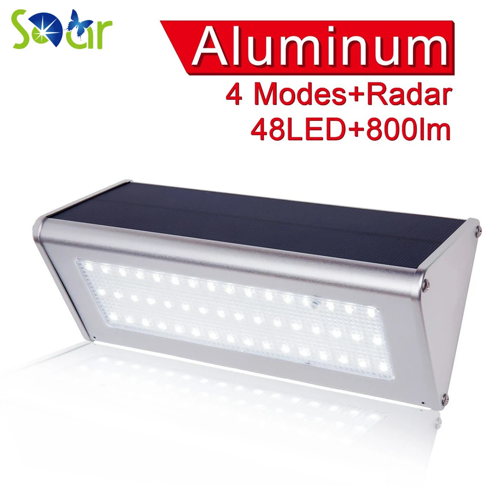48 LED 800 люмен Беспроводной водонепроницаемый солнечного света Открытый радар