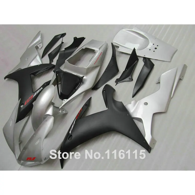 

Комплект обтекателей для YAMAHA R1 2002 2003 матовые черные Серебряные Обтекатели Полный литьевой пресс-формы YZF R1 02 03 полный комплект комплектов YZ10
