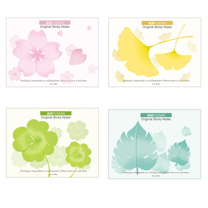 Flower Leaf set 4 шт солнечный день заметка милые животные цветок клевера цвета радуги блокнот для заметок Канцтовары офисный школьный поставки A6466 - Цвет: Flower Leaf set