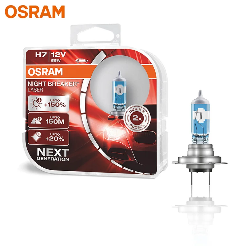 OSRAM Ночной выключатель лазер следующего поколения H7 12 В 55 Вт PX26d Автомобильные фары Противотуманные фары+ 150 яркость 64210NL(Твин