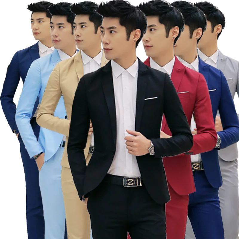 

Men's business blazer slim fit cotton Suit long sleeves Jacket Male Dropshipping Pure color fashion top coat Work Wedding Wear