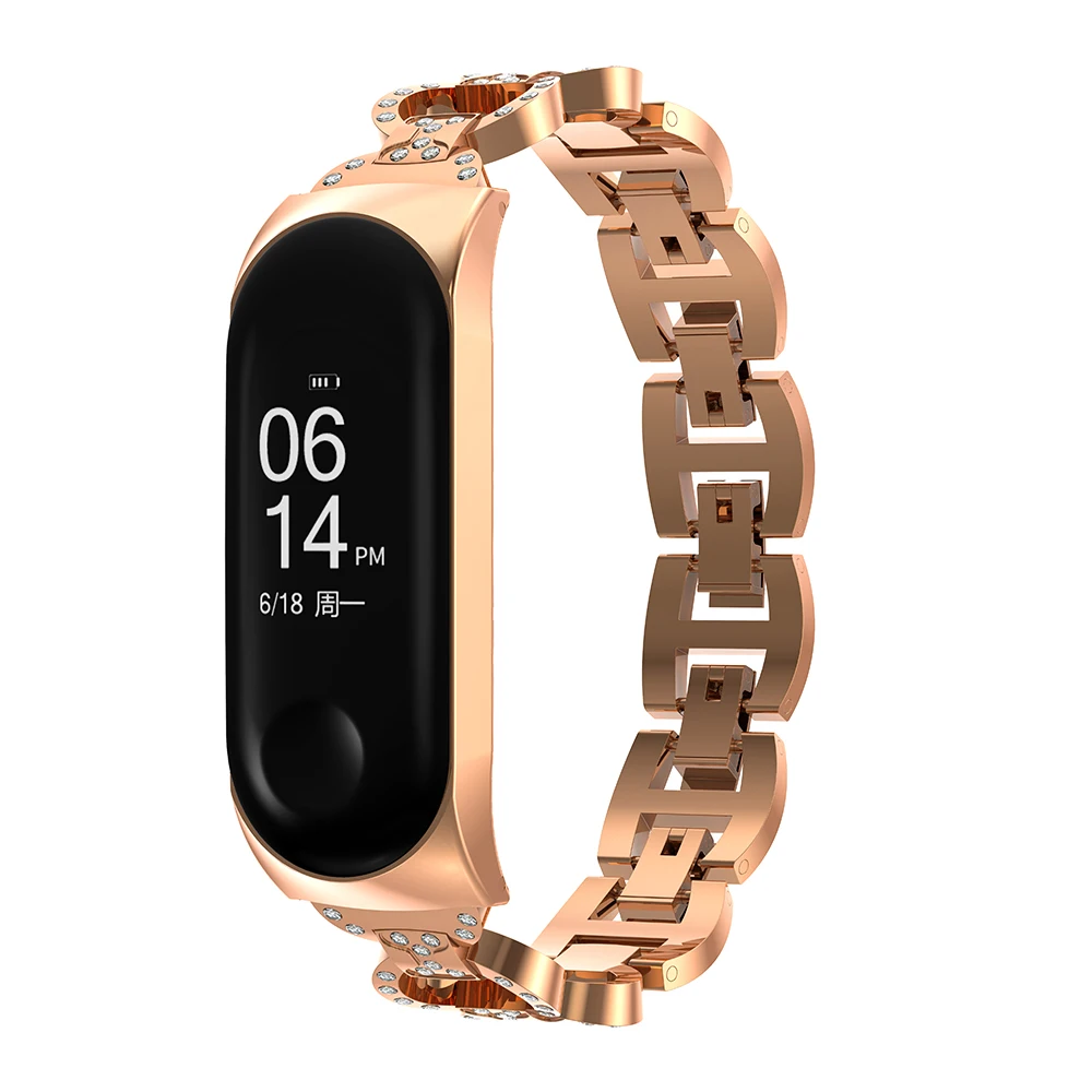 Браслет mi Band 4, стразы с бриллиантами, металлический браслет из нержавеющей стали для Xiaomi mi, браслет 4, браслет для mi Band 3 Correa