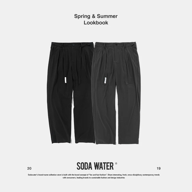 Мужские брюки в стиле хип-хоп SODA WATER винтажные свободные прямые японском
