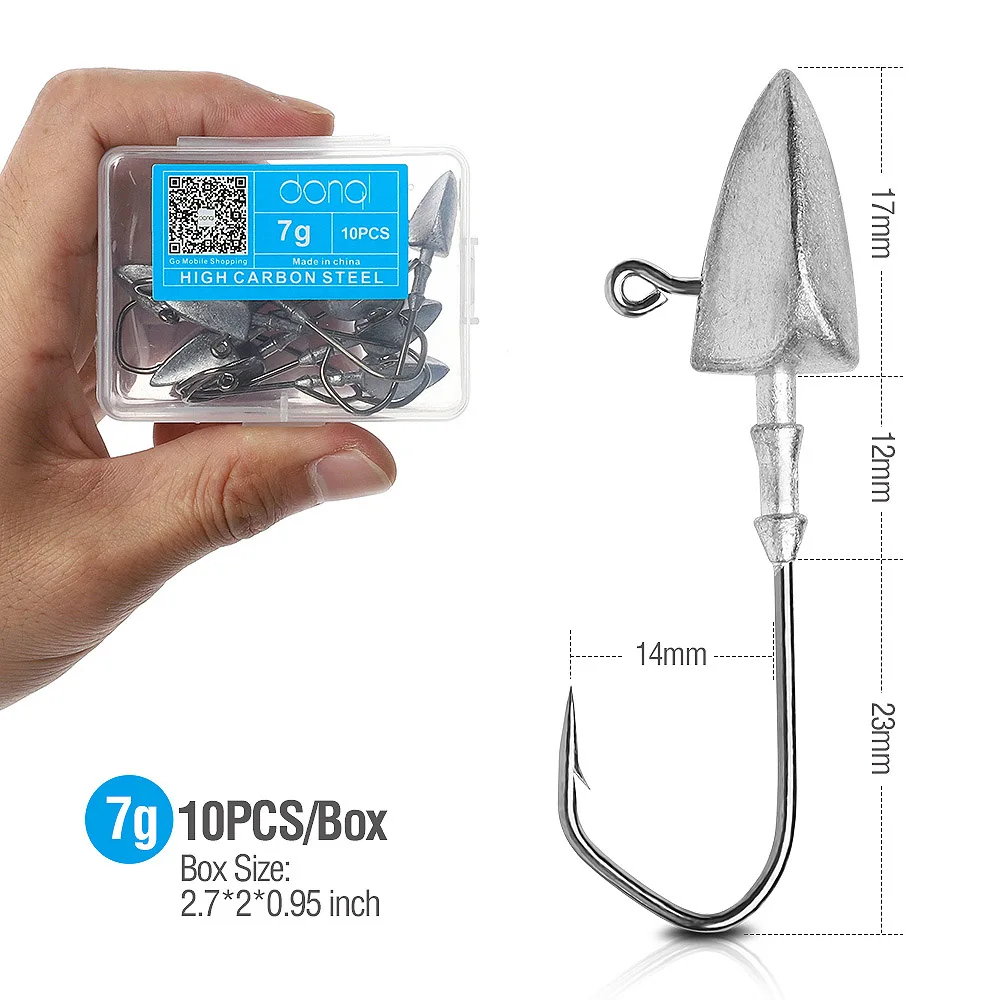 10pcs 7g DONQL 10 шт./кор. приманка со свинцовым рыболовного крючка колючий Jig Head рыболовный крючок 3,5g 5g 7g 10g 14 г, 20 г, для мягкой червь приманка для карпа на рыбалку крюк набор - Цвет: 10pcs 7g