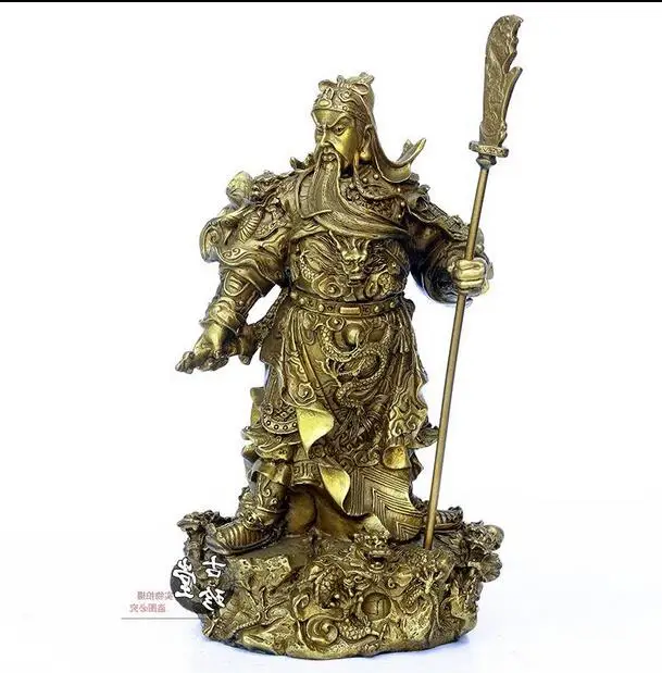 11 &quotКитайская латунная медная девять лоялизм дракона Guan GongYu God Warrior статуя меча |