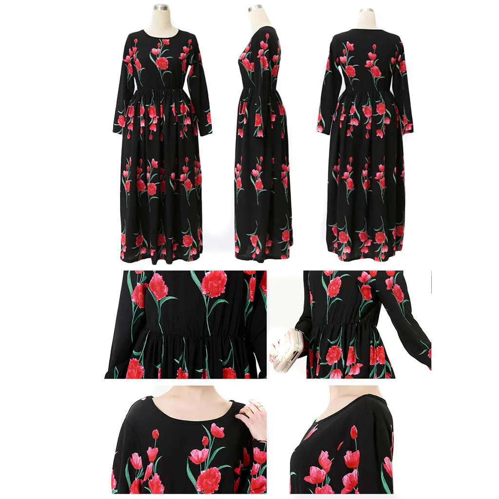 Рамадан красивые мусульманские женские платья абайя с цветочным принтом