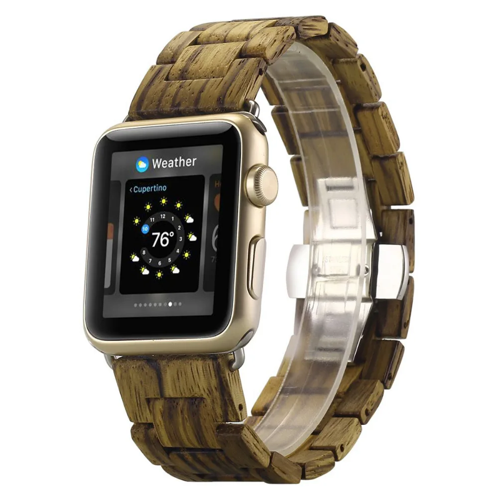 Деревянный ремешок для apple watch 4, 5, ремешок 44 мм, 40 мм, iwatch 42 мм, 38 мм, деревянный браслет с бабочкой и пряжкой, apple watch 4, 3, 2, 1