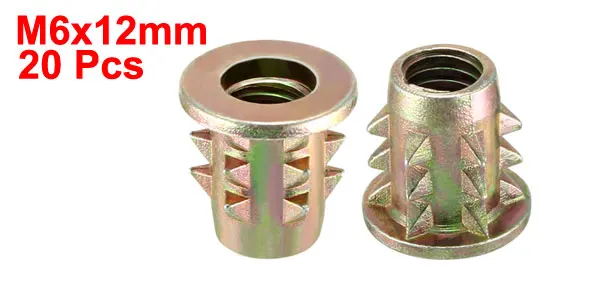 M6x12 Uxcell, высокое качество, 20 шт./лот, M4, M5, M6, M8, мебельная фурнитура, деревянная вставка, е-гайка, винты, цинковый сплав, бронзовый тон, длина 11-15 мм - Цвет: M6x12