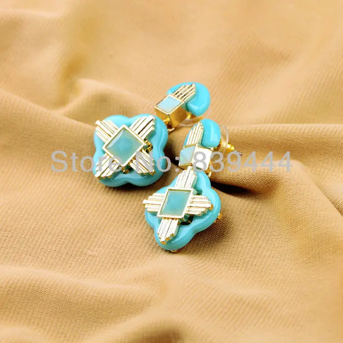 Женские Модные ювелирные изделия золотого цвета из смолы с кабиной серьги |