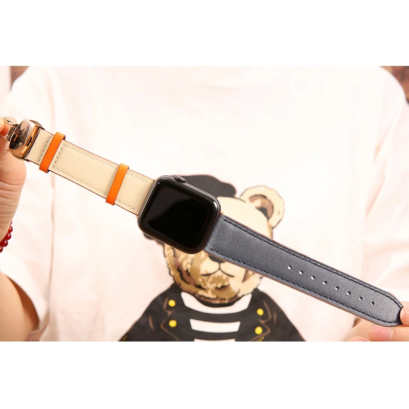 Ремешок из натуральной кожи для apple watch band 4 5 42 мм 38 44 40 браслет с пряжкой бабочкой