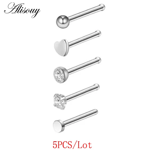 A3 5pcs Alisouy 18 стилей стальное Лабрет кольцо-гвоздик круговые кольца из бисера брови для языка, носа обруч Пирсинг для хрящевой части уха Tragus ювелирные изделия 20 г - Окраска металла: A3 5pcs