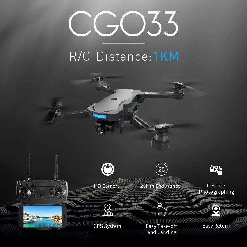 CG033 1 км R/C расстояние Wi-Fi FPV HD 1080 P Gimbal камера gps бесщеточный складной Радиоуправляемый Дрон Квадрокоптер RTF режим 2 детский подарок