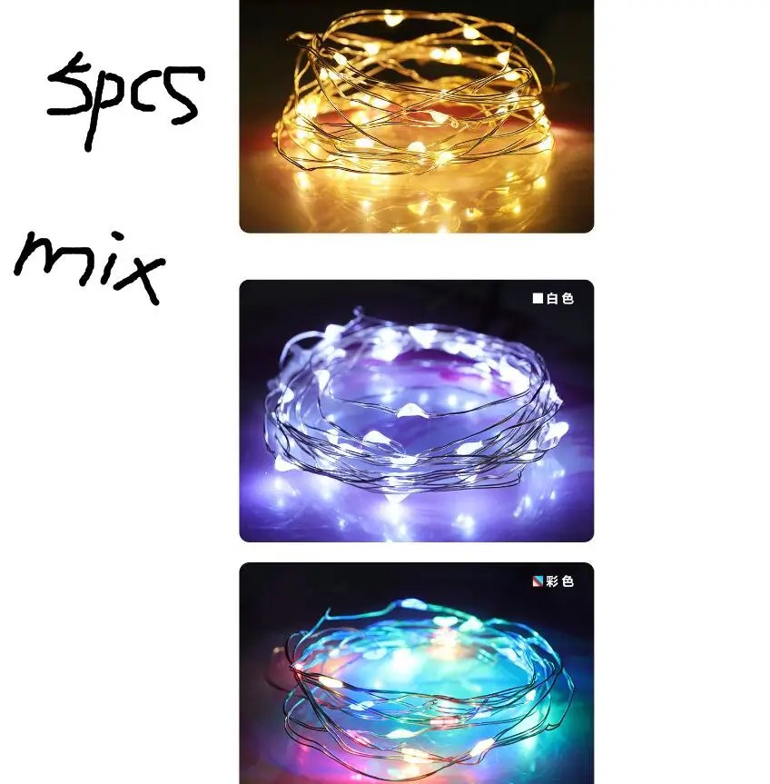 5pcs random mix 5 шт. светодиодный светильник-гирлянда из медной проволоки s DIY изделия из смолы инструменты для декора 1 м Мини Сказочный светильник ручной работы Подарочная коробка цветок искусство - Цвет: 5pcs random mix