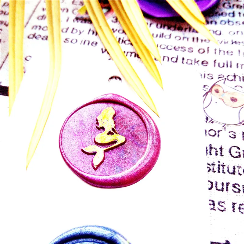 Штамп для восковой печати-1 шт. круглый металлический штамп с русалкой 25