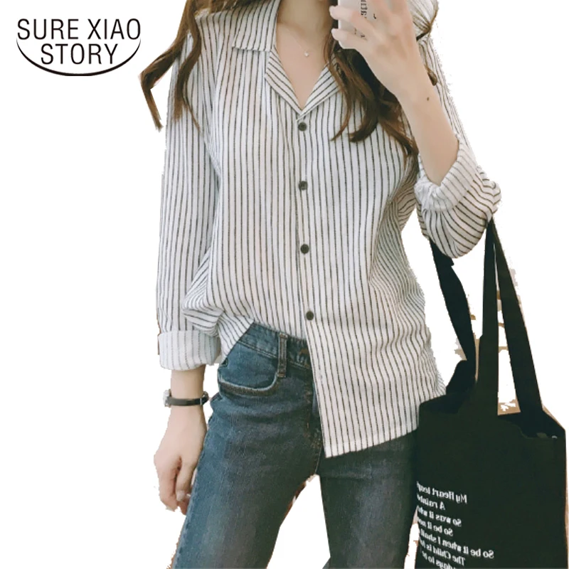 

fall 2021 new arrival women blouse fashion shirt long sleeve blouse stripped blouse office lady blouse women tops D45 30